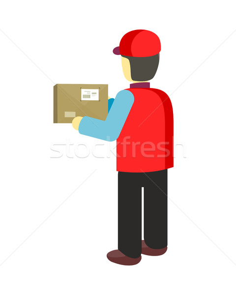 Delivery Man Worker Holds Package in his Hands Stock photo © robuart