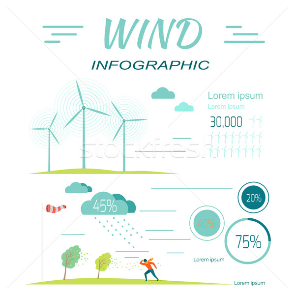 Wind Infografiken Meteorologie Ressource Energie Mann Stock foto © robuart
