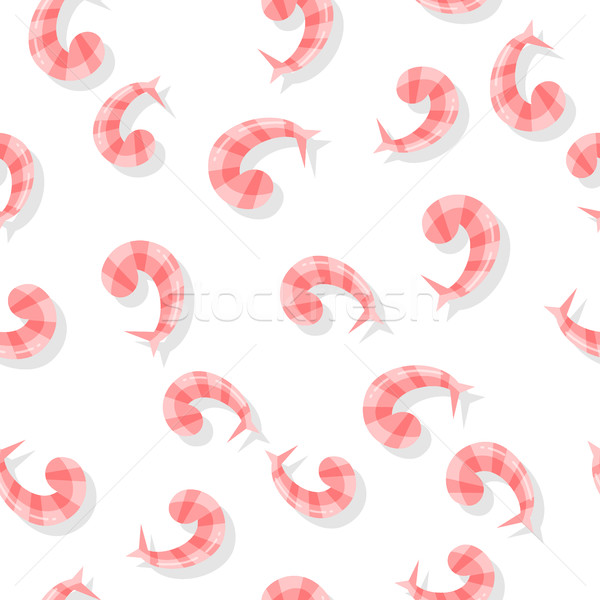 Stock photo: Seamless Pattern with Shrimps Isolated on White.