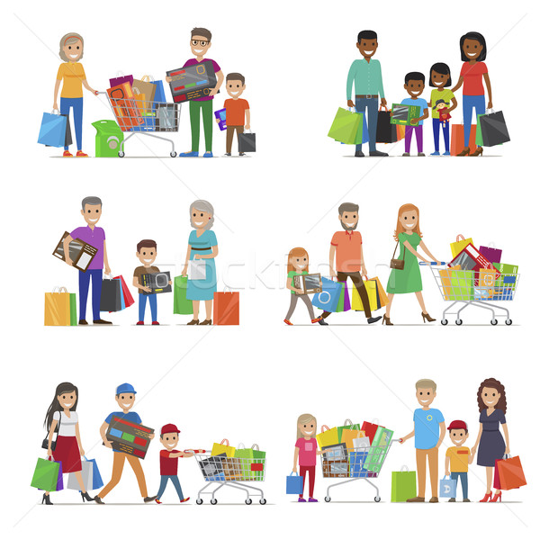 Famille sur Shopping enfants parents [[stock_photo]] © robuart