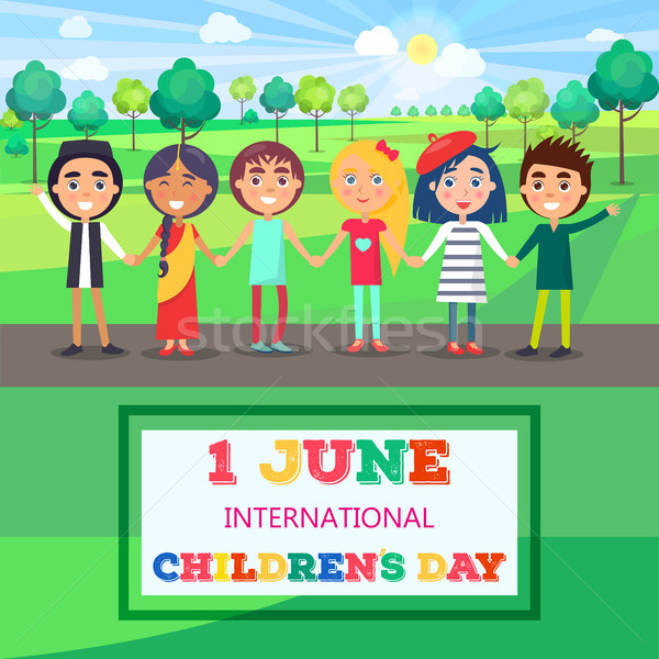 1 June International Childrens Day Poster of Kids Stock photo © robuart