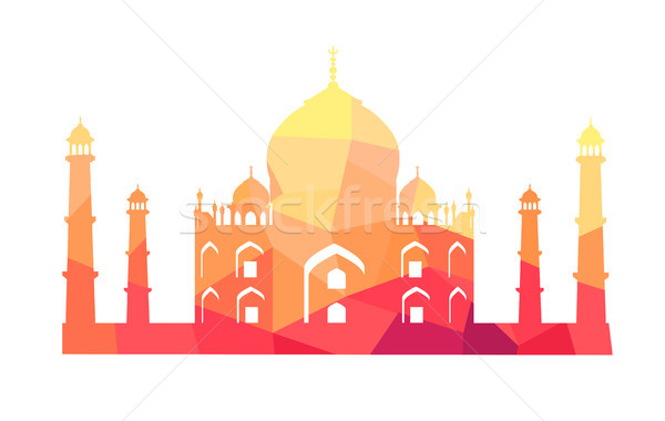 Foto stock: Famoso · indiano · edifício · Taj · Mahal · ilustração · telhados