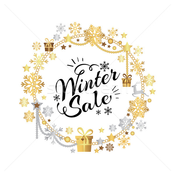 ストックフォト: 冬 · 販売 · ポスター · フレーム · 雪 · 装飾的な