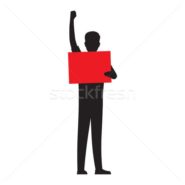 Man Silhouette with Red Paper Sheet Vector Stock photo © robuart