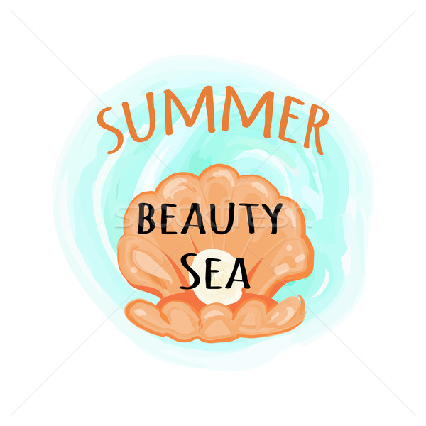Summer Sea Beauty Poster with Open Seashell Stock photo © robuart