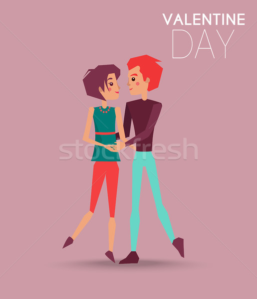 Valentine Day Poster with Dancing Couple Lovers Stock photo © robuart