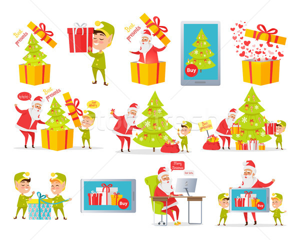 Best Presents. Merry Christmas. Set of Pictures Stock photo © robuart