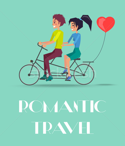 Romantic călători vector cuplu calarie geaman Imagine de stoc © robuart