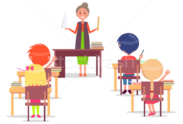 ABC Lesson in Primary School. Children Sit at Desk Stock photo © robuart
