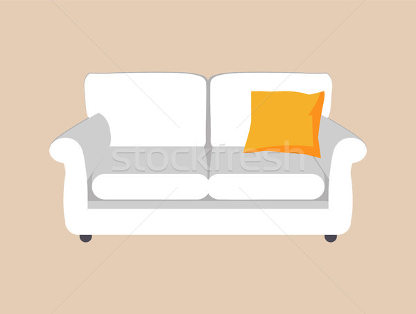 Stock photo: Sofa of White Color and Pillow Vector Illustration