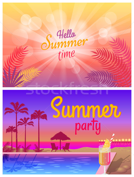 Foto stock: Verão · festa · piscina · saboroso · cocktails · promo