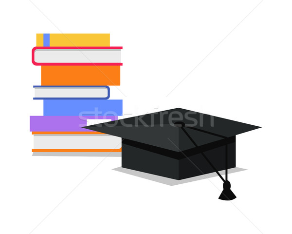 Stack of Books and Square Academic Cap. Vector Stock photo © robuart