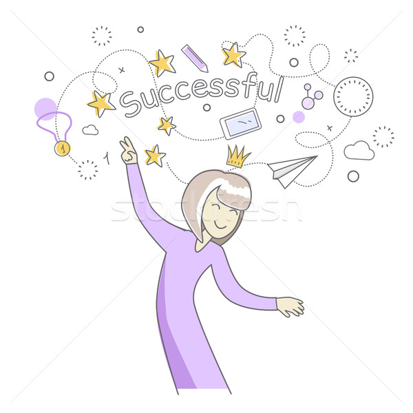De succes femeie Dansuri fericit violet rochie Imagine de stoc © robuart