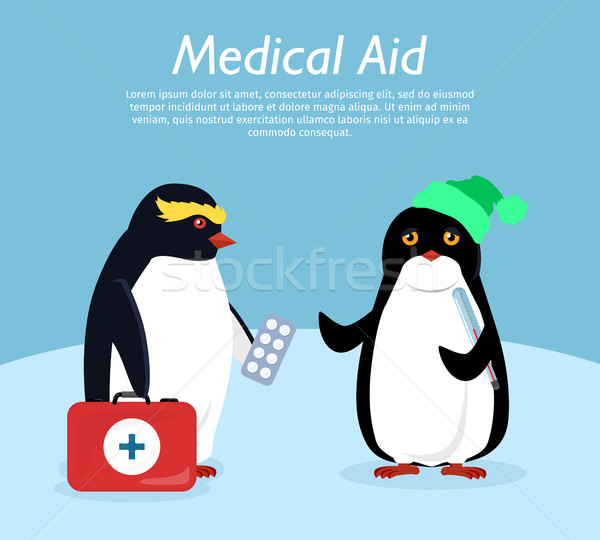 Penguin Gives Quick Medical Aid to his Friend Stock photo © robuart