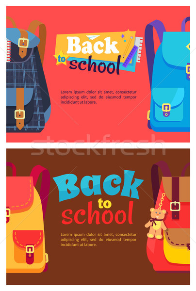 Back to School Poster with Schoolchild Rucksack Stock photo © robuart
