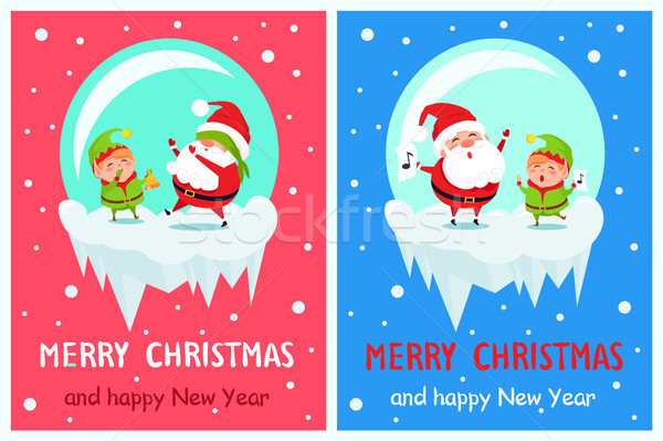 Carte postale joyeux Noël happy new year elf [[stock_photo]] © robuart