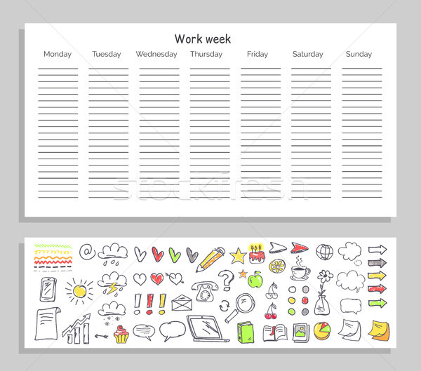 Work Week Daily Plan and Icons Vector Illustration Stock photo © robuart