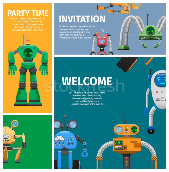 Invitation insolite robot fête illustration affiche [[stock_photo]] © robuart