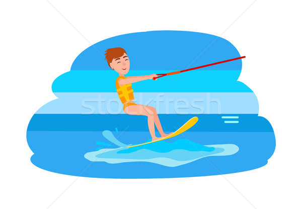 Stock photo: Kitesurfing and Happy Boy Vector Illustration