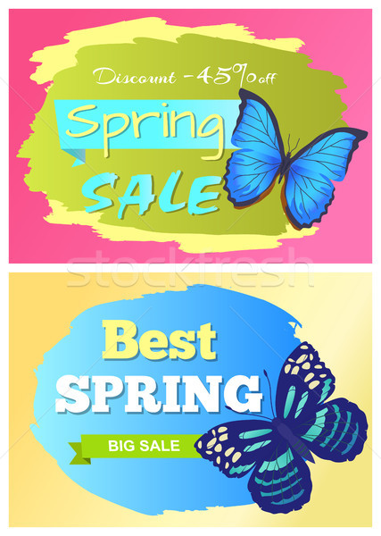 Sale Spring Discount Labels Set Butterfies Dots Stock photo © robuart