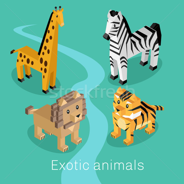 Exotic Animal Set Isometric 3d Design Stock photo © robuart