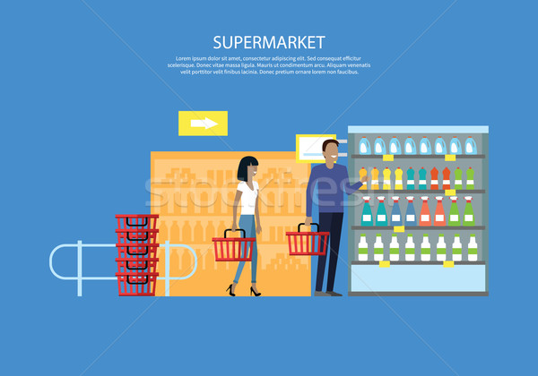 Pessoas supermercado design de interiores compras marketing mercado Foto stock © robuart