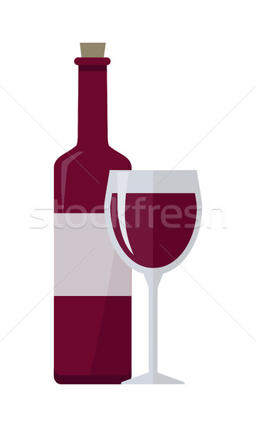 Flasche Rotwein Glas isoliert weiß überprüfen Stock foto © robuart