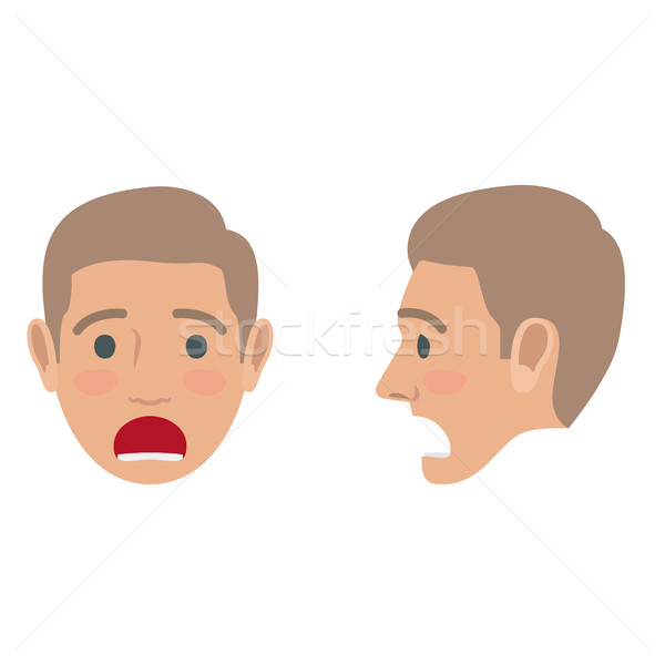 Sad Man Avatar User Pic. Front and Side Head View Stock photo © robuart