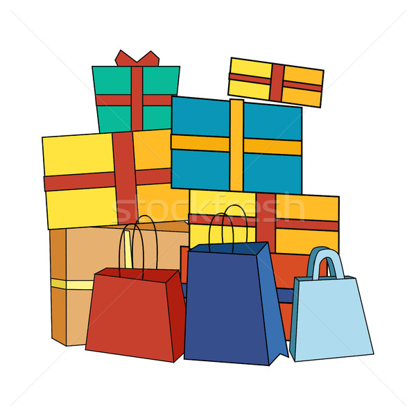 Pile of Colorful Wrapped Gift Boxes Stock photo © robuart