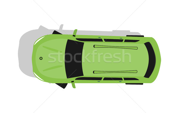 Stock photo: Green Car Top View Flat Design Vector Illustration