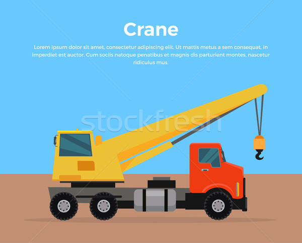 Truck Crane Banner Flat Design Vector Illustration Stock photo © robuart