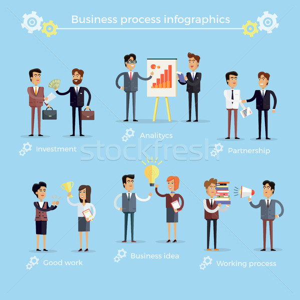 Business Process Infographics Collection on Blue Stock photo © robuart