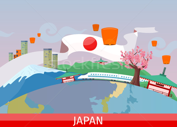 Japanese Tourist Attractions Flat Vector Concept   Stock photo © robuart