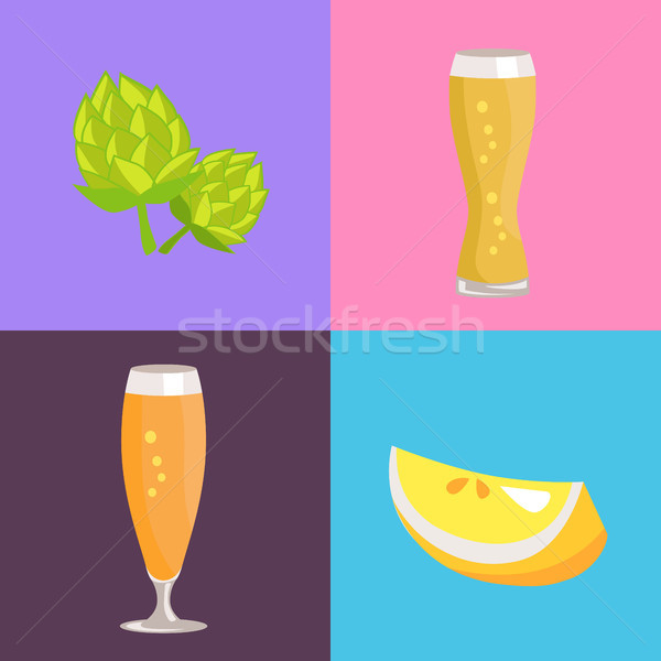 Four Beer Symbol Pictures Vector Illustration Stock photo © robuart