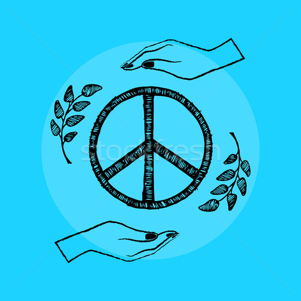 International Peace Day Vector Illustration on Blue Stock photo © robuart