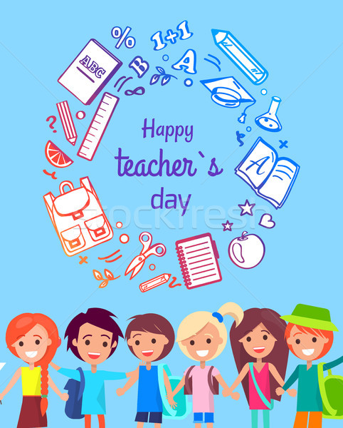 Happy Teacher s Day Poster Vector Illustration Stock photo © robuart