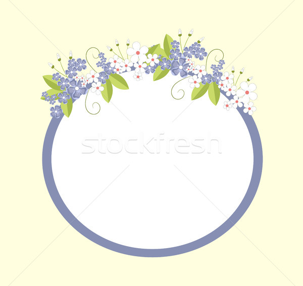 Stockfoto: Frame · bloemen · bloeien · ovaal · vorm · Blauw