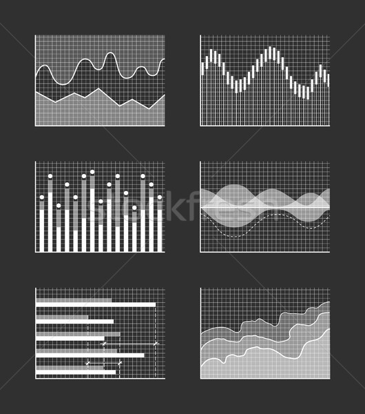 Charts with Business Information, Colorless Set Stock photo © robuart