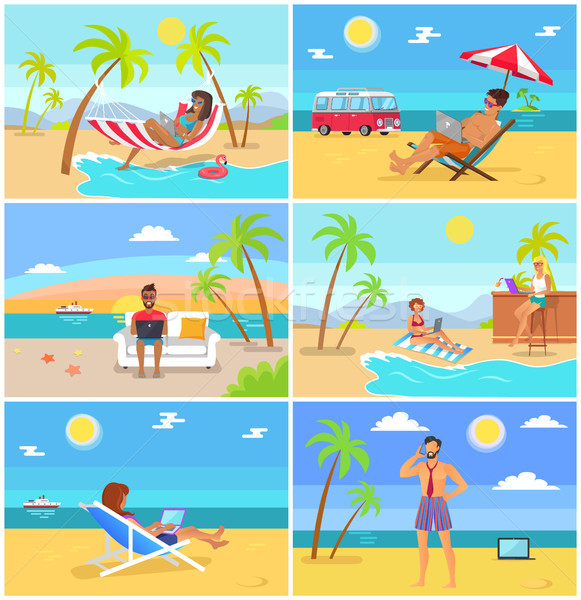 Freelancers in Hot Tropical Countries in Summer Stock photo © robuart