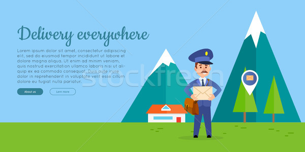 Delivery Everywhere Vector Web Banner with Postman Stock photo © robuart