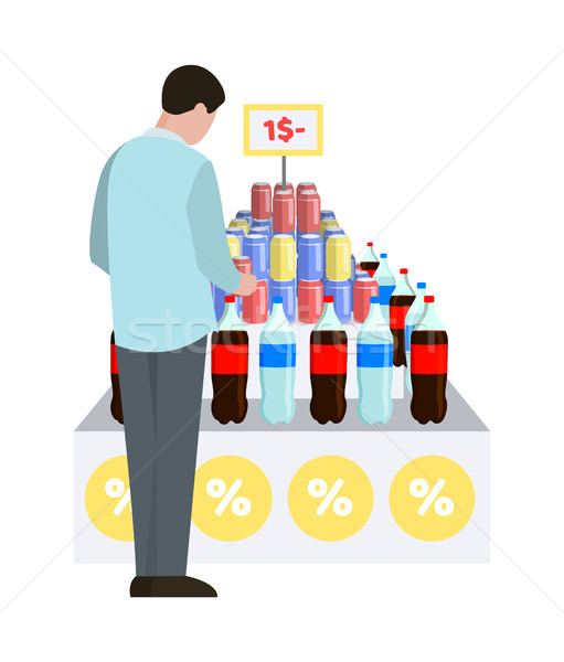 Man and Water at Supermarket Vector Illustration Stock photo © robuart