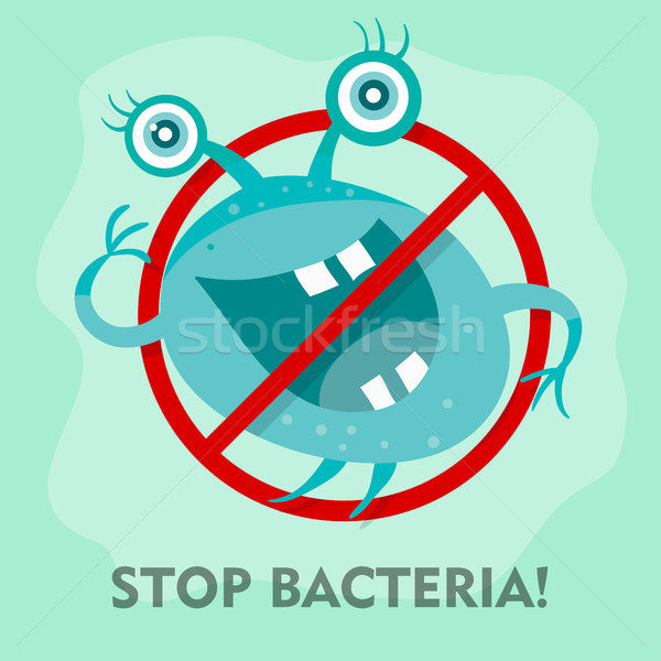 Pare bactérias desenho animado não vírus assinar Foto stock © robuart