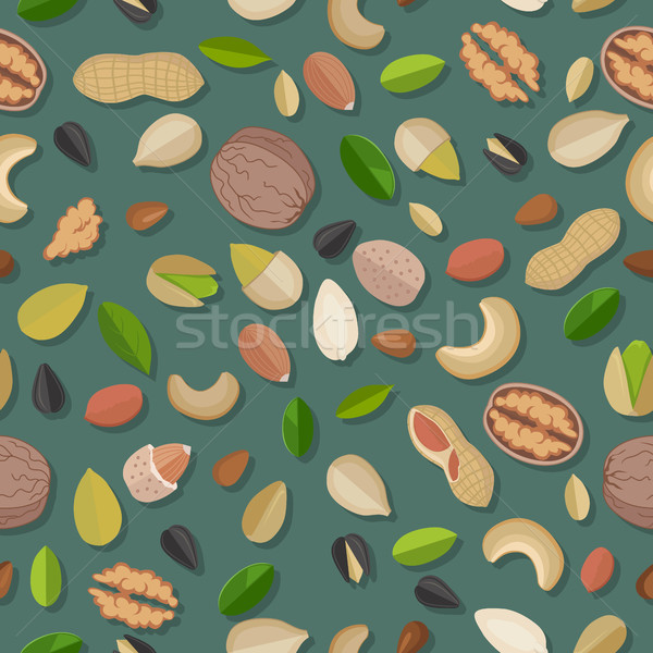 Vector Seamless Pattern with Nuts and Seeds.  Stock photo © robuart