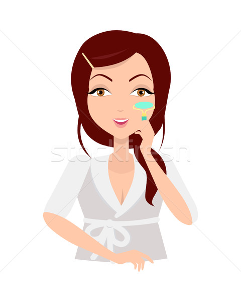 Girl Making Make up with Eyelash Curlers. Vector Stock photo © robuart