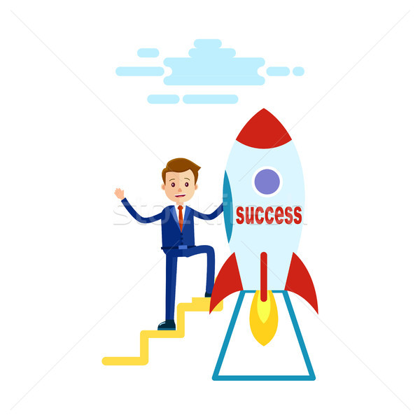 Businessman has Reached Success Goes to Rocket Stock photo © robuart
