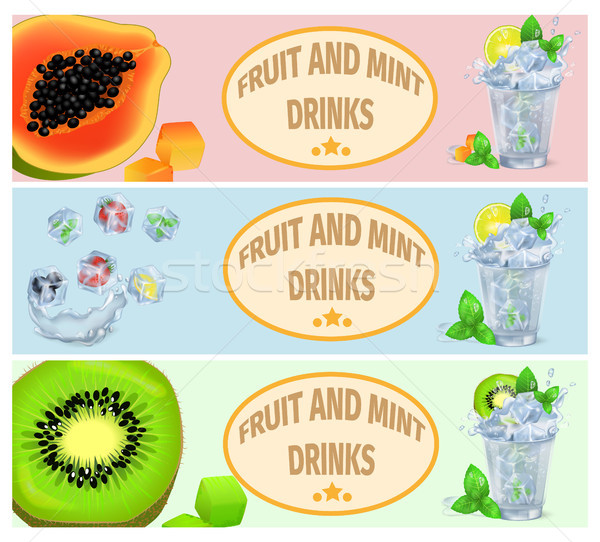 Summer Fruit and Mint Drinks Promotion Poster Stock photo © robuart