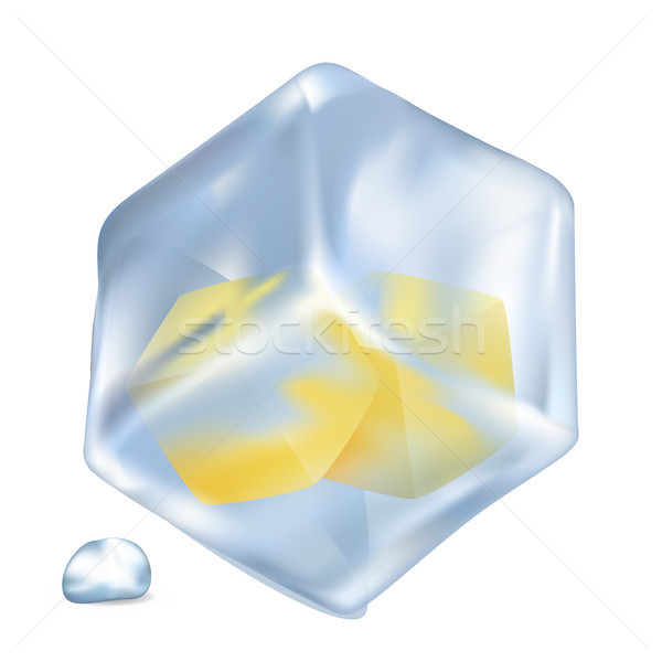 Frozen Lemon Cubes in Ice Isolated Illustration Stock photo © robuart