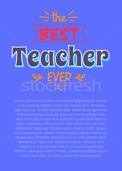 Best Teacher Ever Vector Illustration light-purple Stock photo © robuart