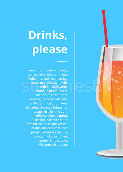 Drinks Please Poster with Lemonade Cocktail Glass Stock photo © robuart