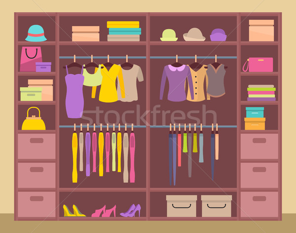 Huge upboard with Varied Clothes, Color Banner Stock photo © robuart